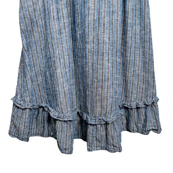 2/$30 Chelsea & Violet Medium Linen Dress Ruffle Striped Nautical Tie Bow Office - Picture 4 of 9